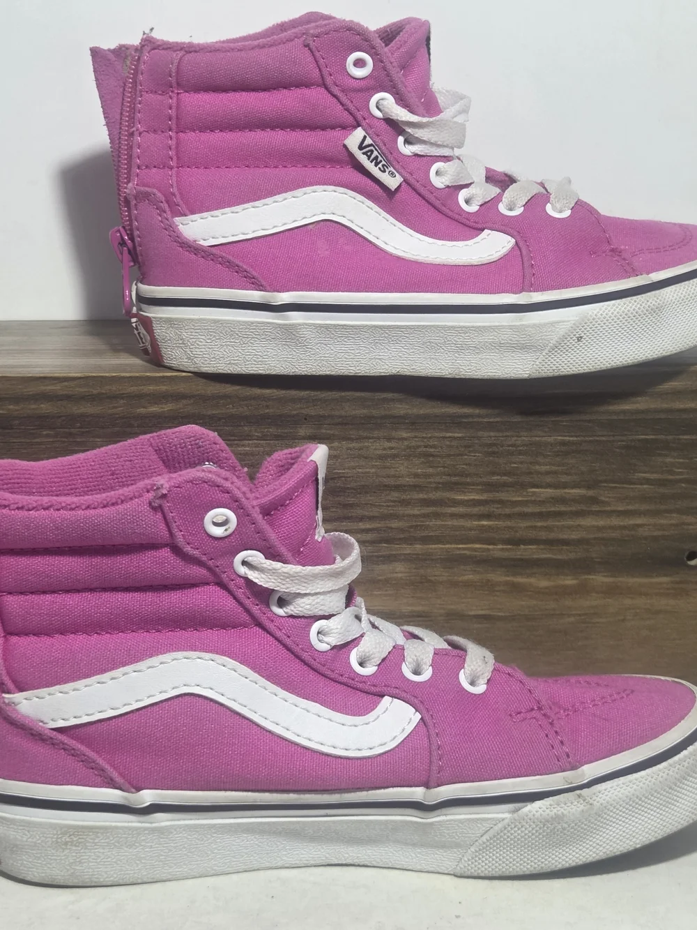 Vans Sk8-Hi Zip Shoes Pink Canvas High-Top Sneakers Kids Size US 12.0